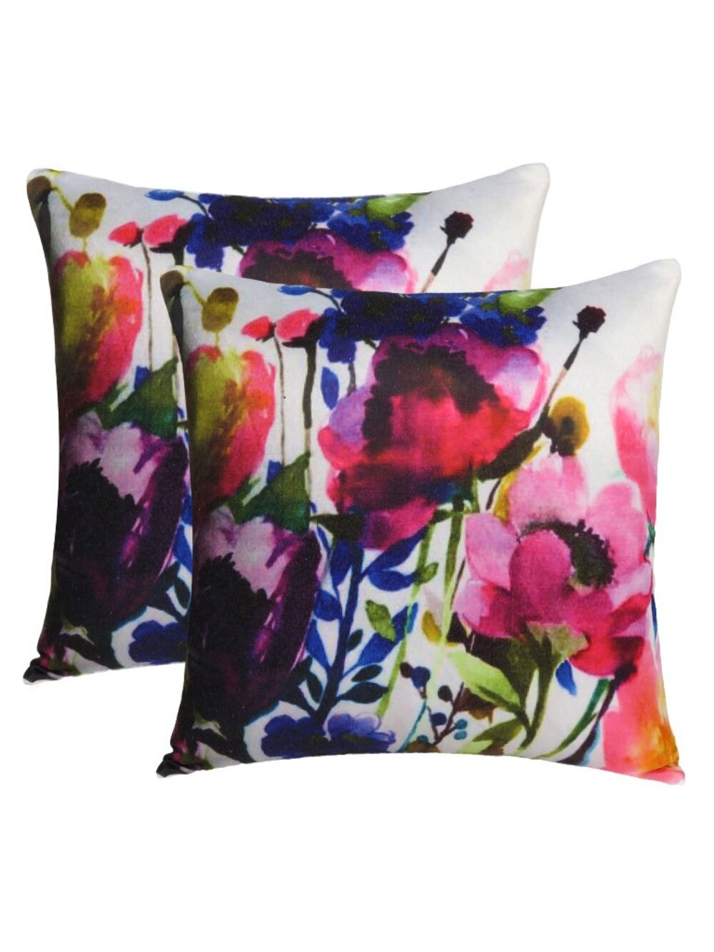 Oussum pink Floral Printed Cotton Cushion Cover Boho Pillow Case Set Of 2
